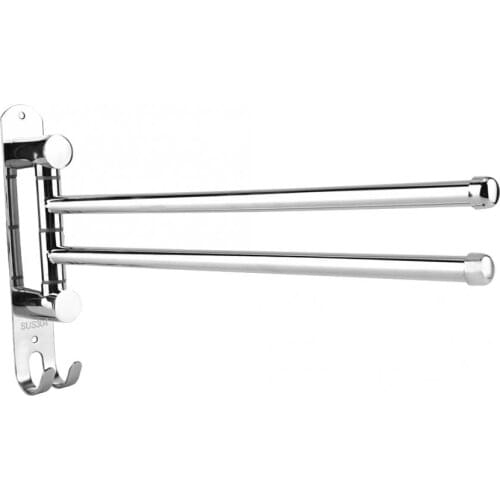 Towel Racks for Bath Kitchen Stainless Steel Wall Mount Rotary Towel Rack Bathroom Towels Rail with Hook Cupboard Hanger