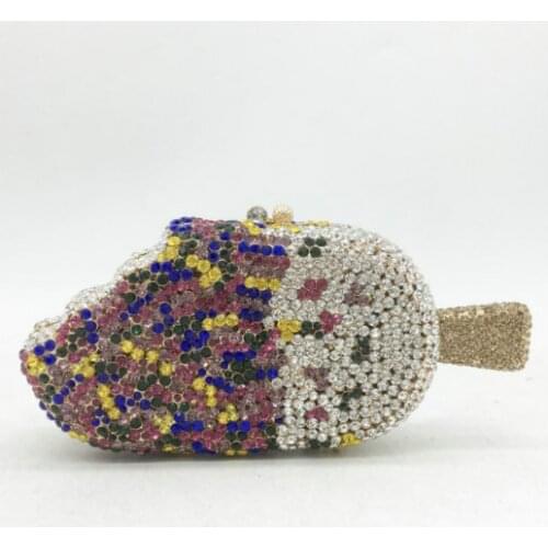 XIYUAN 2021 Popsicle Designer Crystal Clutches Bags Women Ice lolly Diamond Evening Bags Prom Party Clutch Purse Wedding Handbag