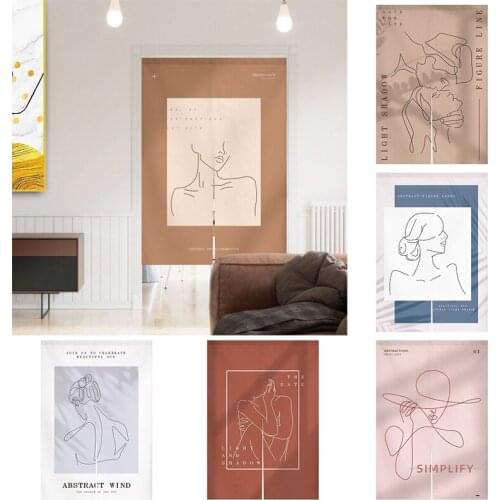 Japanese Fabric Curtain Kitchen Partition Curtain Bedroom Door Curtain Shelter Curtain Half Panel Curtain No Punching