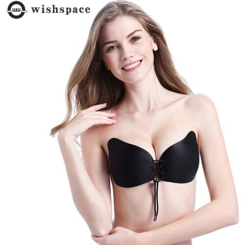 Female Self Adhesive Is A Strapless Bandage Blackless Solid Silicone Bra Adhesive Gel Boost Womens Underwear Invisible Bra