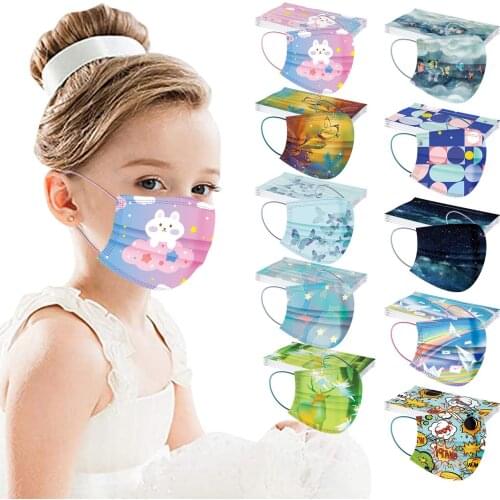 10PC Children Kids cartoon Mask Disposable Colorful Halloween Cosplay Face Mask 3Ply Ear Loop Non-woven Face Mask Mascarillas