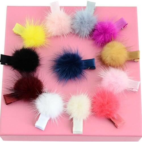 100pcs Dog Accessories Mink Fur Ball Dog Hair Clips Small Dog Hairpins Pet Grooming Supplies