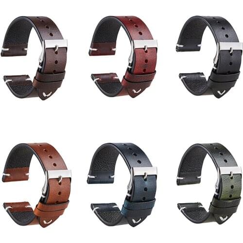 18mm 20mm 22mm Vintage Oil Wax Leather Ltalian Antique Ultra-Thin Strap Waterproof Watch Band For Huawei GT Watch High Quality