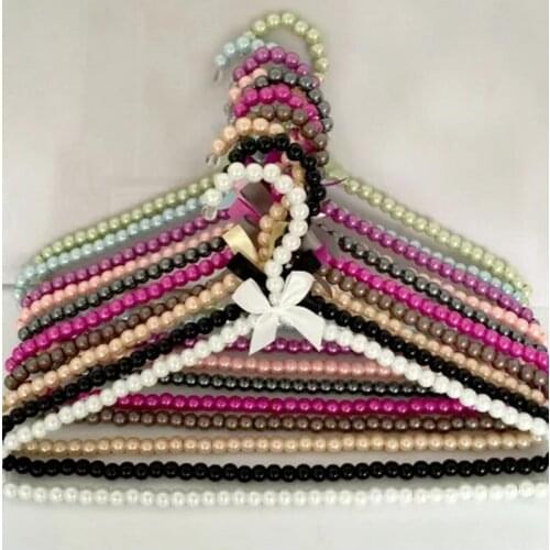 5pcs/lot 40cm The ladies' pearl hangers adult plastic clohtes hanger anti-skid rack wedding dress hangers