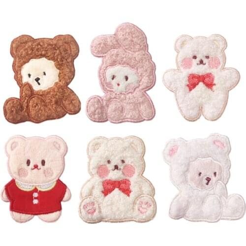 6pcs/set Cute Bear Embroidery Cloth Patches Cartoon Stickers DIY Clothing Bags Jeans T-shirt Sewing Decoration Accessories
