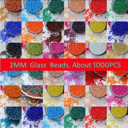 Free Shipping 1000PCS 2mm Czech Seed Spacer Beads transparent beads murano glass beads for jewelry making DIY Pick 19 Colors
