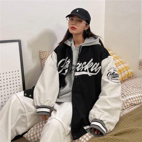 Oversize Baseball Jackets for Women Men Loose Thin Letter Coat Couple Retro Clothes Plus Size Jacket 2021 Spring Autumn Preppy