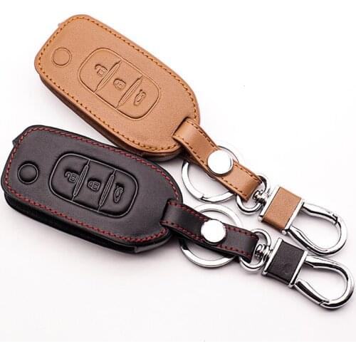Genuine Leather Car key cover case protector Sticker for Renault kadjar high quality 3 buttons leather car remote key case shell