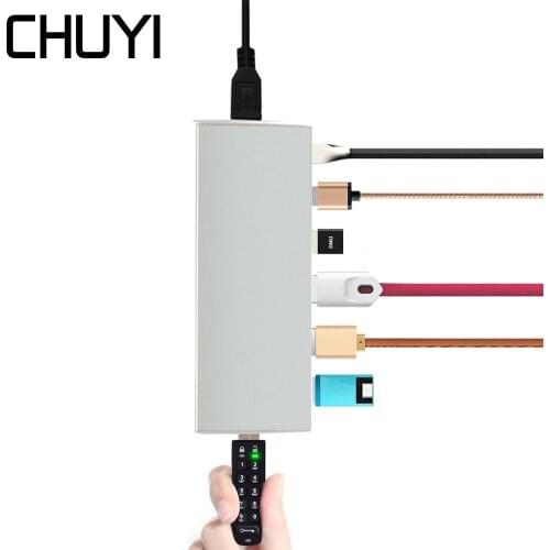 CHUYI 7 In 1 USB Hub Adapter Multi-function USB Hub Splitter Power Supply For Note 7 For Laptop PC Computer Fast Transmission