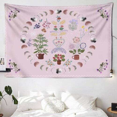 Moon Phase Flower Tapestry Wall Hanging Bohemian Mandala Tapiz Mysterious Psychedelic Dormitory Artist Home Decor