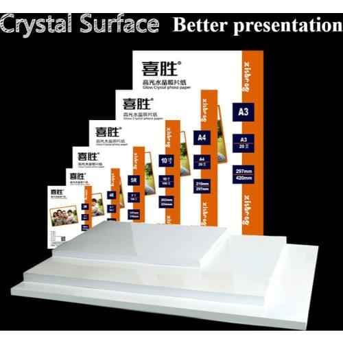 Crystalline High-light Printer Photo A3 A4 5,6,7,8,10 Inch Photographic Paper Inkjet Printing Waterproof Photo Printer Paper