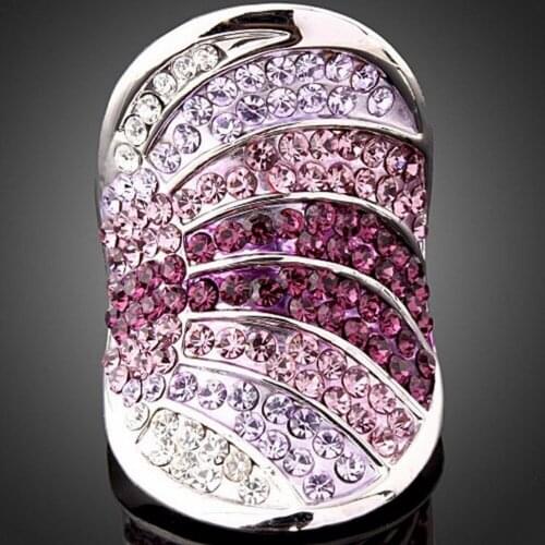 Exaggerated Alloy Silver-plated Purple Multi Shades Full Rhinestones Statement Ring Party Ball Index Finger Hand Fashion Jewelry