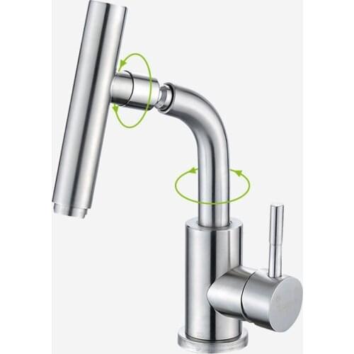 Brushed 360 Rotation Shower Head Basin Faucets SUS304 Bathroom Hot Cold Mixer Single Handle Hole Sink Taps Kitchen Accessories