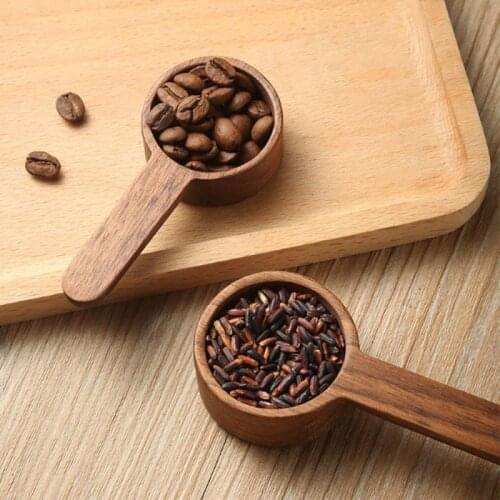 Measuring Spoon Walnut Wooden Coffee Bean Spoon Solid Wood Long Handle Coffee Powder Quantitative Spoon Home Kitchen Tool