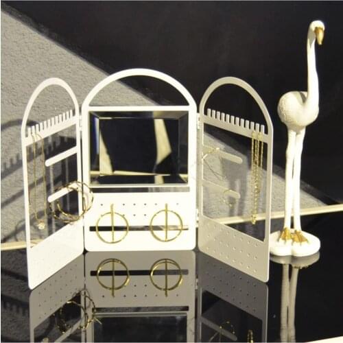 Aynalı Metal Takılık Takı Standı Takı Düzenleyici Beyaz