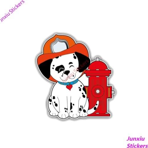 Cartoon Dalmatian Puppy Firefighter Cover Scratches Funny Car-Stickers Decals Car Accessories for Window Trunk Bumper KK11*10cm