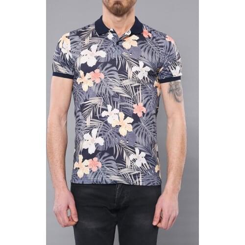 Floral Patterned Mens Polo T-Shirt