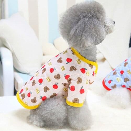 New Cartoon Pet Clothing Two-legged Cotton Fleece Coat Autumn and Winter Warm Velvet Dog Clothes Jacket Puppy Pet Clothes