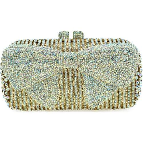 New XIYUAN Luxury AB Crystal Women Evening Clutch Bags Hollow Out 100% Handmade Diamond Evening Dinner Banquet Lady Clutches