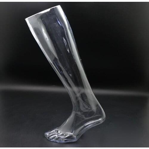 New L 1 Pc Mens Mannequin Feet Plastic Stand Socks Dummy Part Leg transparency Left Foot