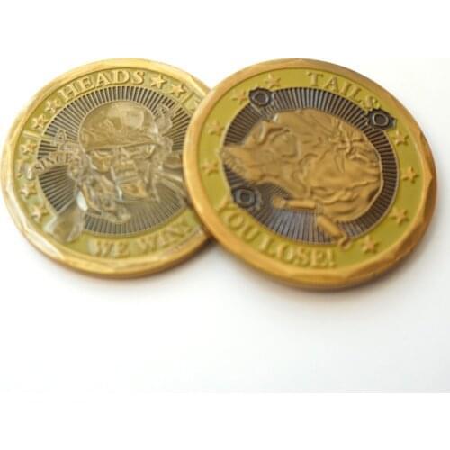 Skull Commemorative Coin Challenge Collectible Coins Collection Art Craft Heads We Win Tails You Lose