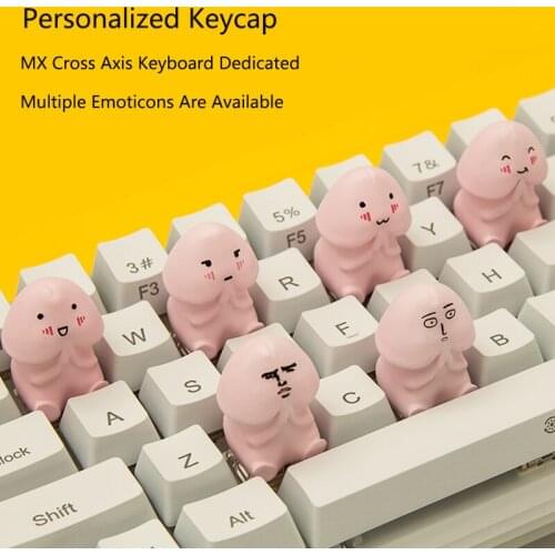 Personality Cartoon Keycap Pink Single Three-Dimensional Dute Mechanical Keyboard Cross Axis Cartoon DIY Smiley Shy Expression