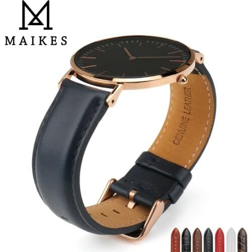 MAIKES High Quality Watch Strap Fashion Blue Belt With Silver/Rose Gold Clasp Fit For Band Watch Watch Accessories For DW