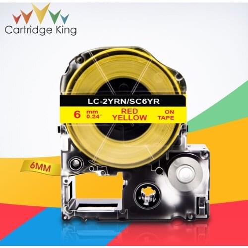 SC6YR LC-2YRN Red on Yellow 6mm Label Tape for Epson King Jim C410 TepraPro SR-PDP1 SR-GL1 SR30 SR40 SR40-B Printer Typewriter