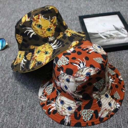 Wide-Brimmed Foldable Double-Sided Beach Woman Hat Printing Breathable Fishermen Unisex Headgear Casual Sun Outdoor Cool