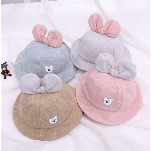 Childrens Baby Hat Spring Summer Thin Girl Fisherman Hat Princess Cute Bow Cartoon Baby Newborn Sun Hat 1-3 Years Old