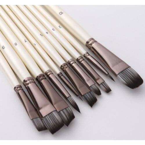 New Paint Brushes Set for Art Acrylic Gouache Oil Watercolor Artist Canvas Synthetic Nylon Tips 10 Pack