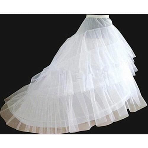 Sexy Gathered Romantic Wedding Bridal Petticoat Crinoline Underskirt with Sweep Train Bride Wedding Petticoats