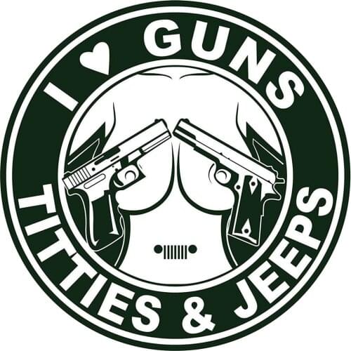 Reflective Car Sticker Cover Scratches Waterproof I Love Guns, Titties, & Jeeps Auto Window Decal / Sticker