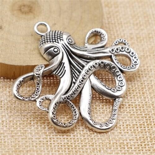 WYSIWYG 2pcs 59x57mm 2 Colors Big Octopus Pendants Large Octopus Pendants Octopus Charm