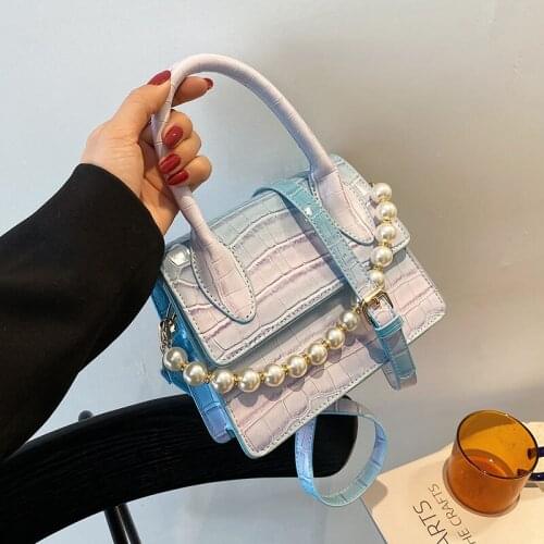 Womens Bag 2021 Spring Gradient Color Small Fashion Messenger Bag Summer Sense of Quality Western Style Pearl Tote Commuting