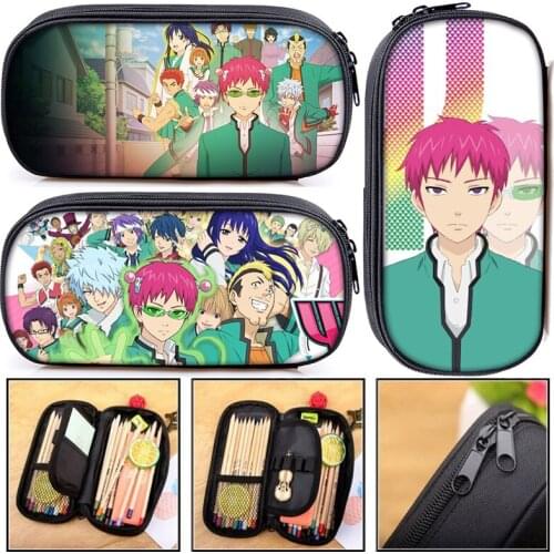 Saikis The Disastrous Life Of Pencil Bag Cartoon Women Makeup Bags Qimu Nanxiong Travel Children Portable Pencil Case Gift