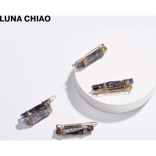 LUNA CHIAO Unique Design Natural Quartz Stone Hair Clip Women Hair Accessories Barrettes