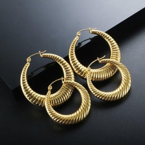 ZMFashion Punk Irregular Hoop Earrings Women Men Gold-plated Stainless Steel Simple Style Earings Jewelry Steampunk Accessories