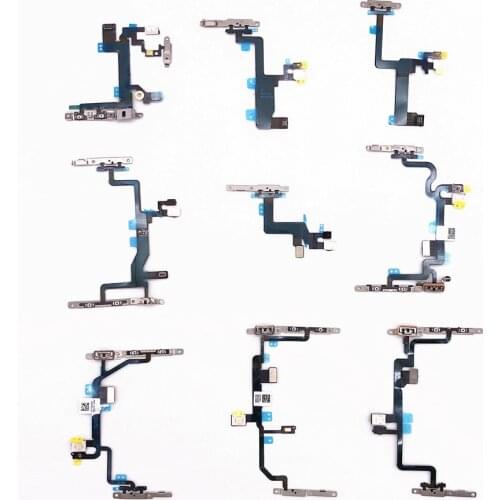 1 Power Flex Cable with Metal For iPhone 5 5S SE 6 6S 7 8 Plus Mute Volume Key Switch On Off Button Spare Parts Replacement