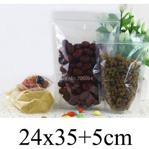 100PCS 24*35+5cm(9.45''x13.78'')Self-supporting Ziplock clear Plastic bag,standup Clear Plastic Bag for coffee tea candy gift