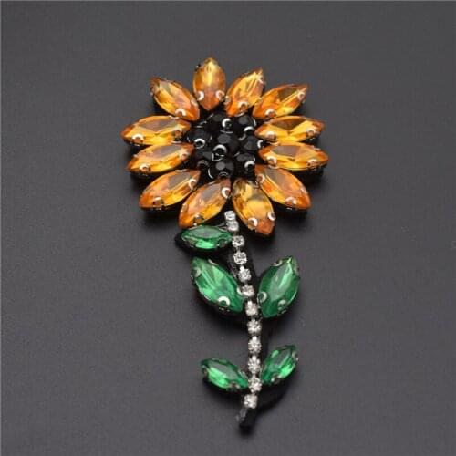 12pcs sunflower rhinestone patch Yellow acrylic Stones beaded patch DIY Jewelry accessories