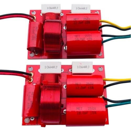 2PCS 2 Way 200W Stereo Frequency Divider Home Theater Hifi 2 Unit Filter Circuit Speaker Audio Crossover Filters