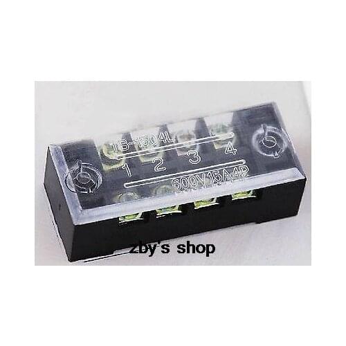 2pcs 4 Position/Poles 8 Holes Screw Terminal Blocks Covered Barrier Strip 600V 15A