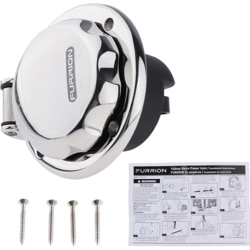 3-Pin Male Mains Power Inlet Socket - 250V 16A - Stainless Steel