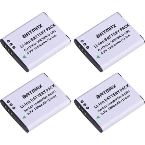 Batmax 1200mAh Li-50B Li 50B D-LI92 Battery for Olympus u6010 u6020 for Pentax XZ-1 SP-800UZ D-Li92 DLi92