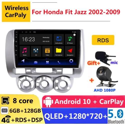 6G RAM 2 din android 10 car radio auto stereo for honda fit jazz GD 2002 2004 2005 2007 09 navigation GPS DVD Multimedia Player