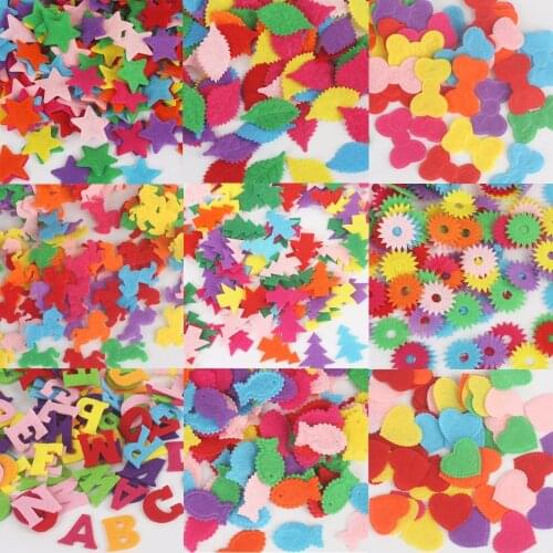 Beadia Crafts 100pcs/Lot Randomly Mixed Solid Color Multi Shapes Felt Patch sticker Applique Scrapbooking DIY Sewing Accessory