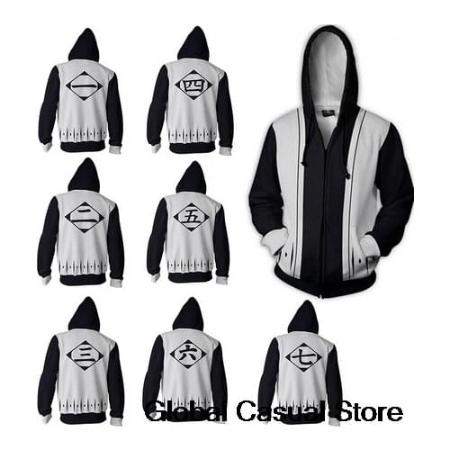 Bleach Customs 3D Zipper Hoodies Men Fashion Long Sleeve Hooded Sweatshirt Cosplay Harajuku Casual Streetwear Kids Clothes 4XL
