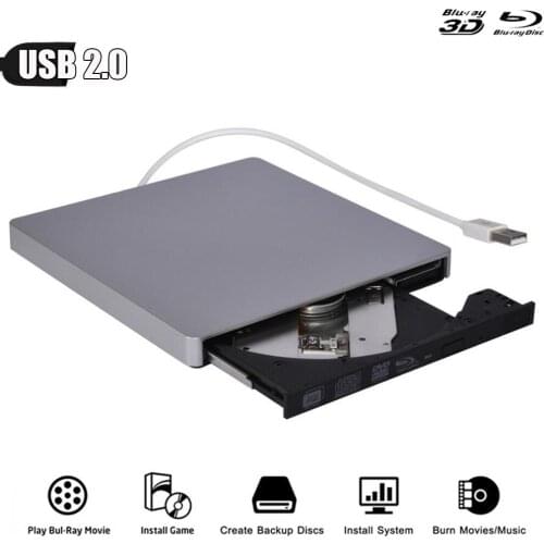Bluray USB 2.0 External Optical Drive DVD Burner BD-ROM Blu-ray Player for Loptop Apple macbook Computer PC Notebook Windows