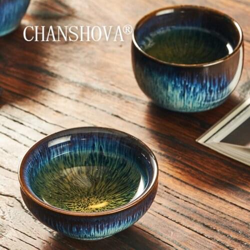 CHANSHOVA 100ml Chinese Style Blue Kiln change texture Handmade Ceramic Round Teacup Coffee cup tea set China porcelain H463